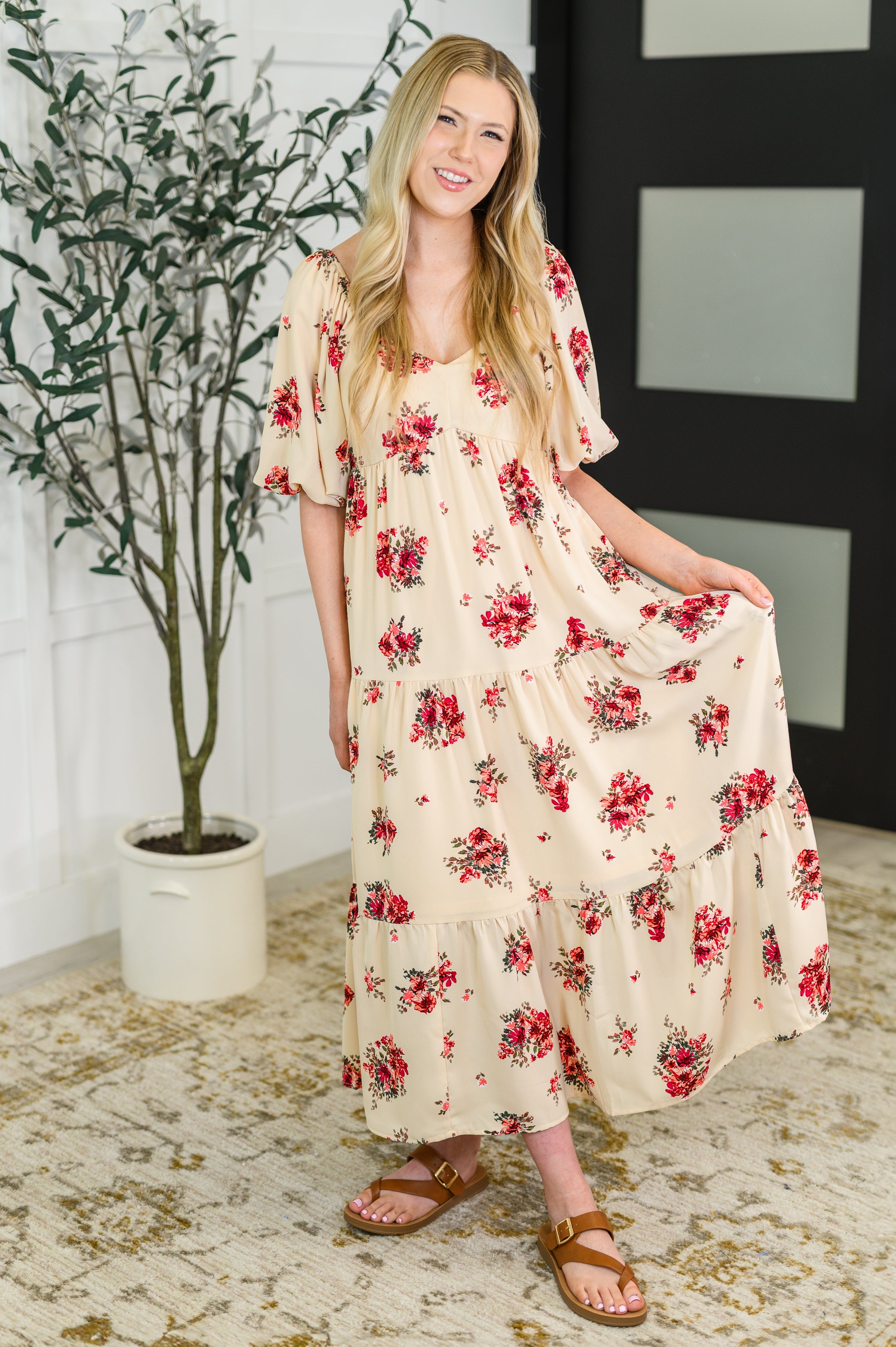 Petals & Postcards Balloon Sleeve Dress - Charming Charlie
