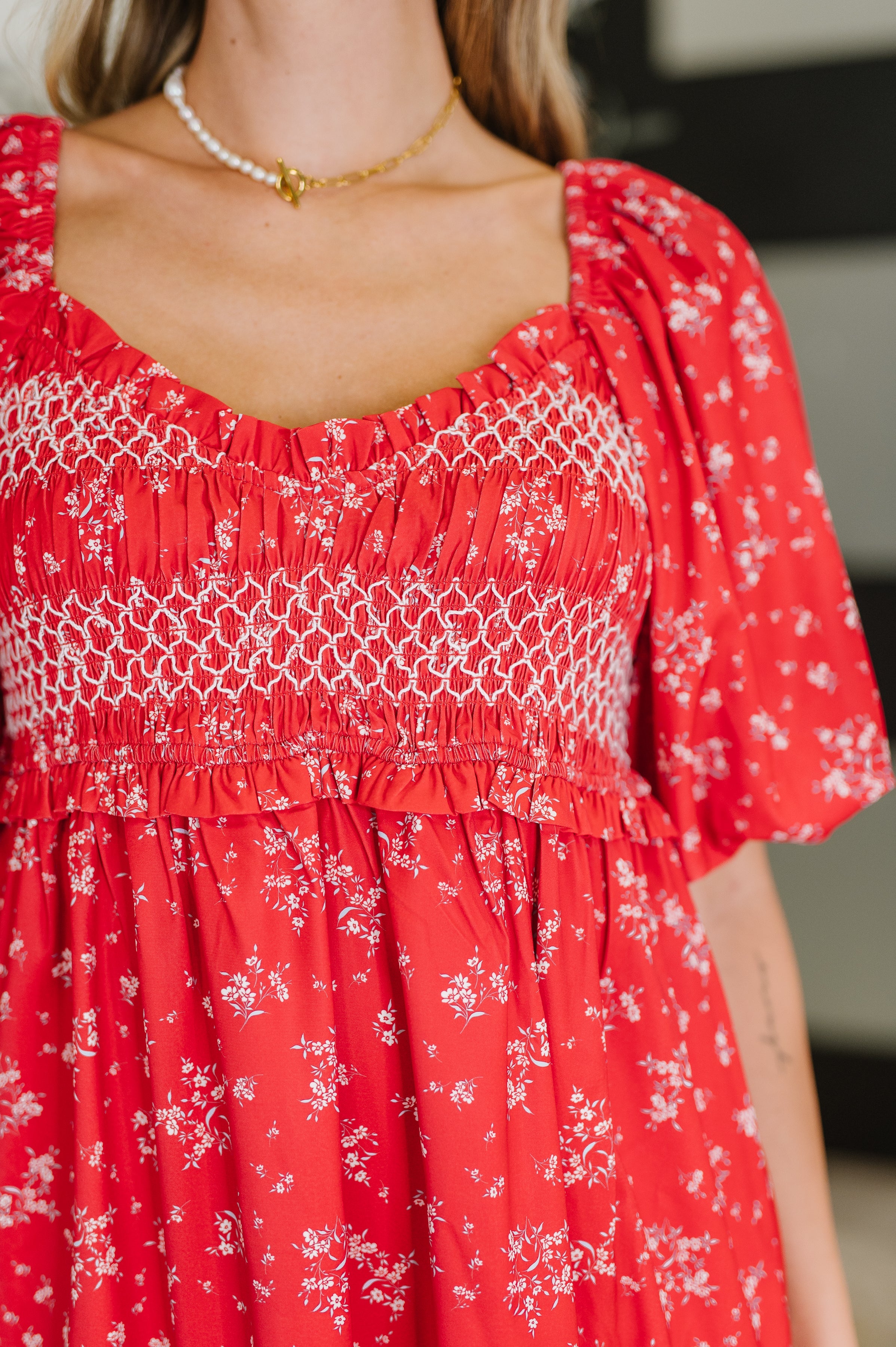 Petals & Promises V-Neck Dress in Red Multi - Charming Charlie