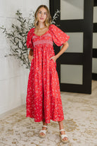 Petals & Promises V-Neck Dress in Red Multi - Charming Charlie