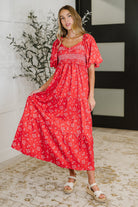 Petals & Promises V-Neck Dress in Red Multi - Charming Charlie