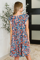Petal to the Metal Flutter Sleeve Dress in Navy/Coral - Charming Charlie