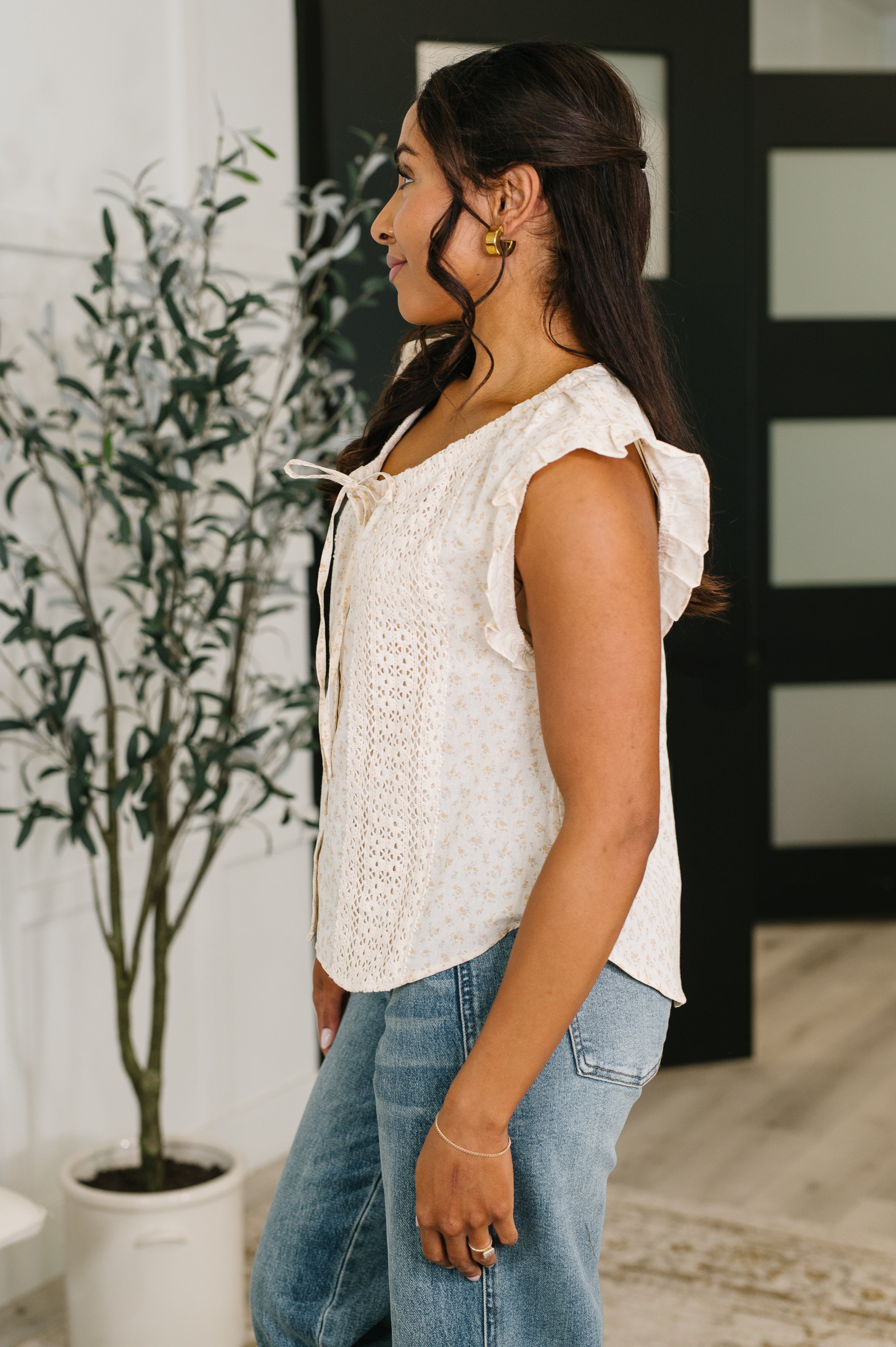 Picnic Petal Lace Detail Top - Charming Charlie