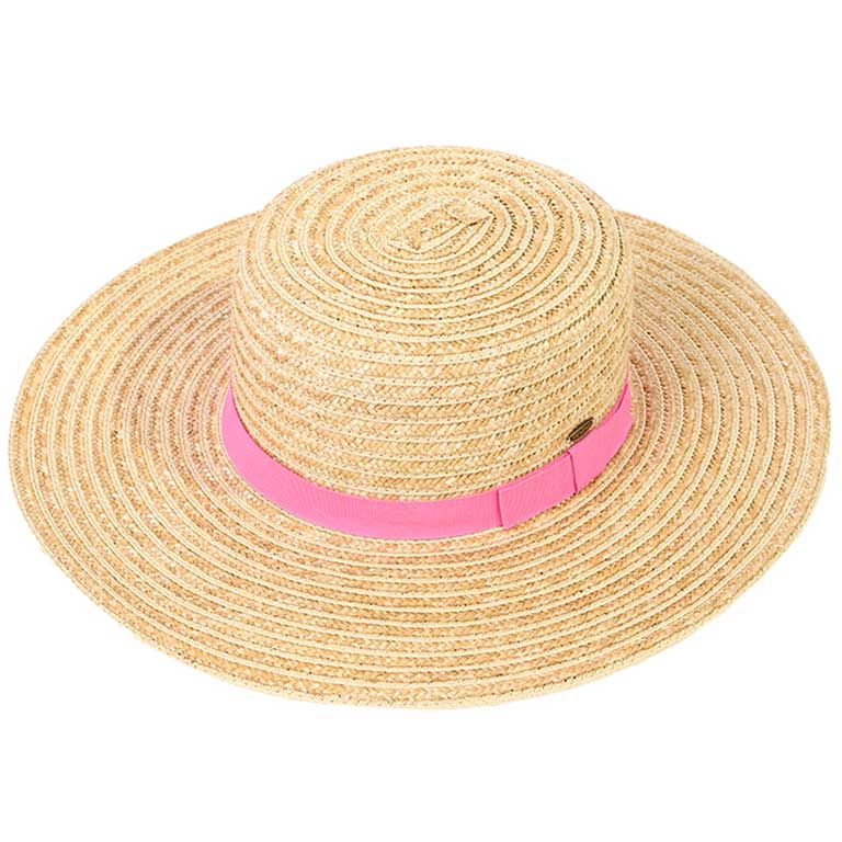 Pink CC Boater Sunhat with Solid, fashionable design and vibrant color will make you more attractive. It's a great accessory for any outfit. Whether you‚Äôre basking under the summer sun at the beach, lounging by the pool, or kicking back with friends at the lake. Perfect gifts for Prom, birthdays, holidays, or any occasion.