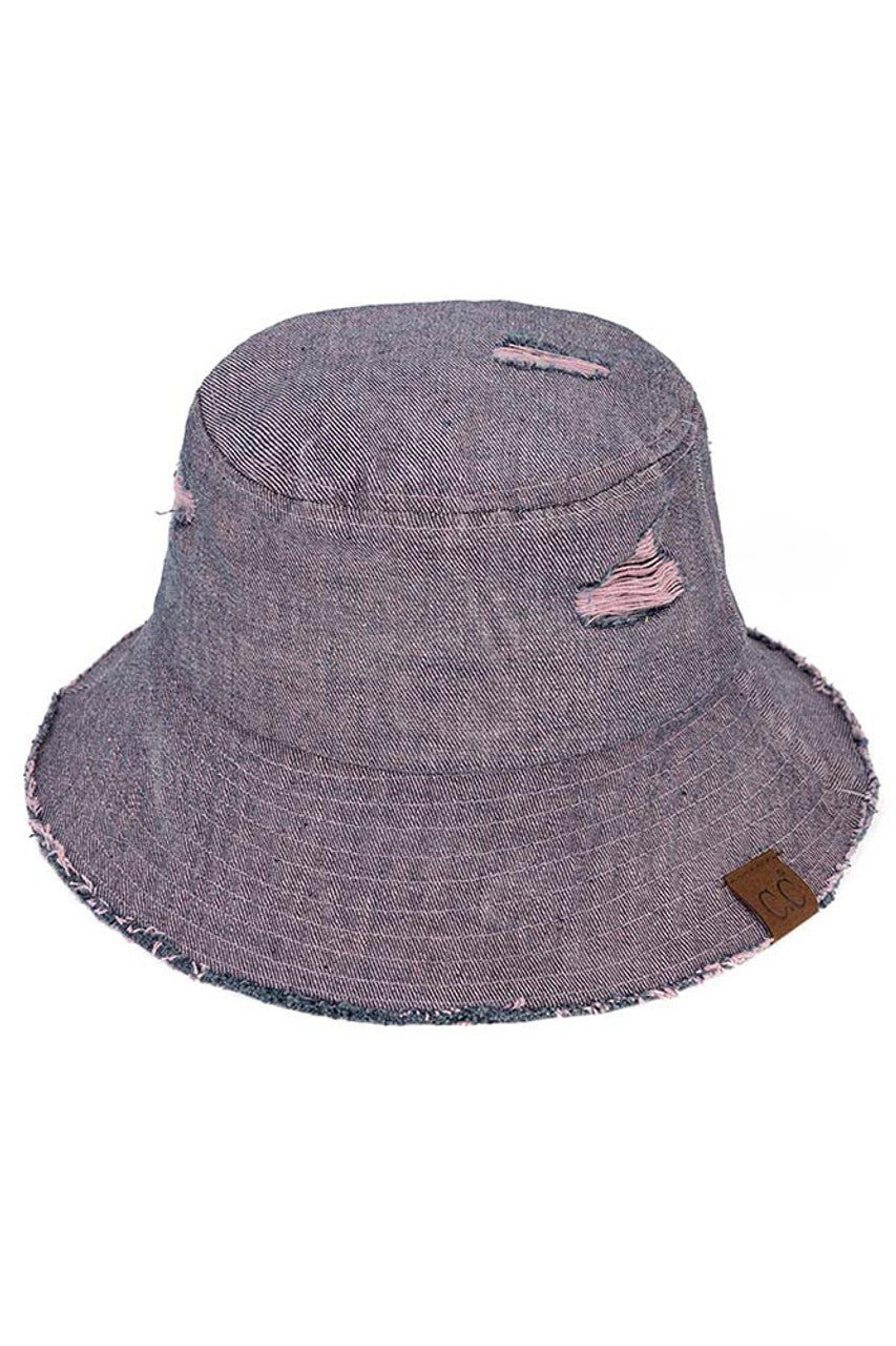 Pink C.C. Stone Washed Denim Bucket Hat provides sun protection while also adding a stylish touch to any outfit. Made with high-quality stone-washed denim, this hat is durable and comfortable to wear. Perfect for any outdoor activity or for simply running errands, it is a must-have for any fashion-forward individual.
