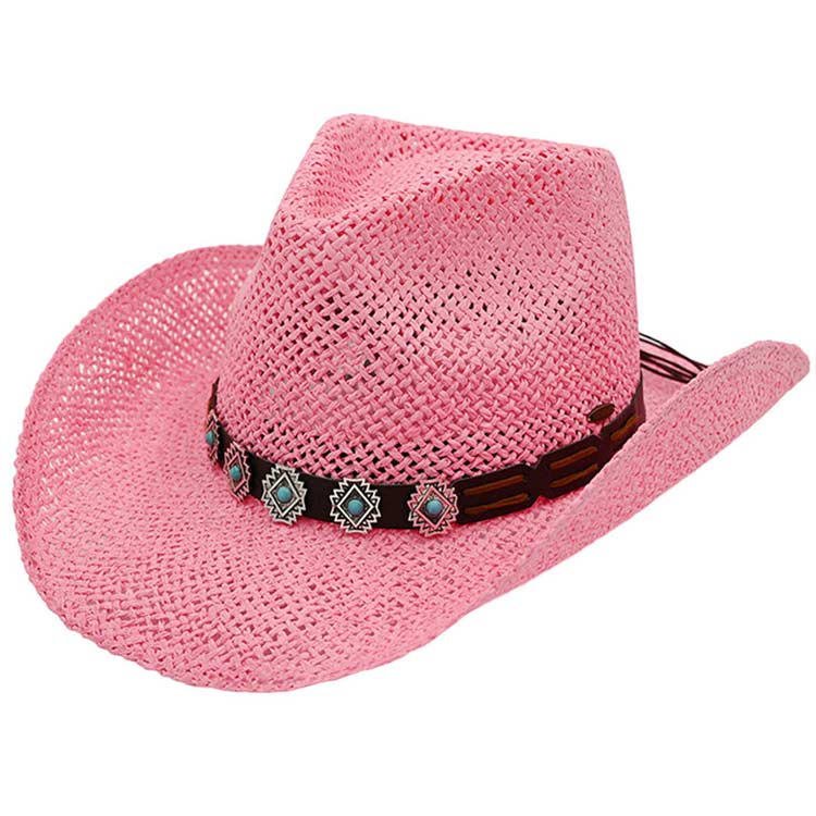 Pink C.C Turquoise Charm Trim Cowboy Hat, Keep your styles on even when you are relaxing at the pool or playing at the beach. Large, comfortable, and perfect for keeping the sun off of your face, neck, and shoulders. Perfect gifts for Christmas, holidays, or any meaningful occasion. Due to this, all eyes are fixed on you.