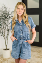 Pleasant and Relevant Denim Romper - Charming Charlie