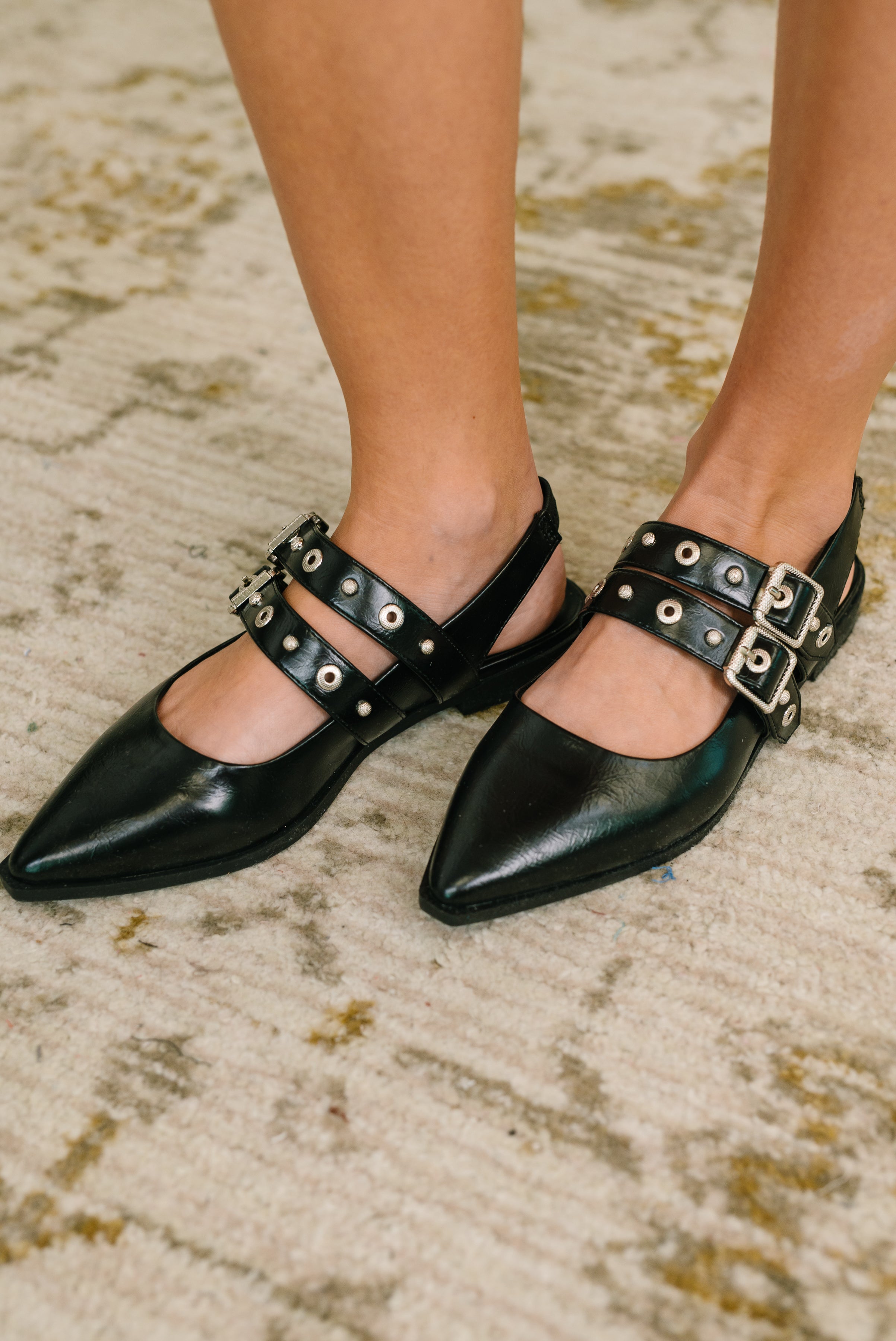 Pop of Color Pointy Toe Slip On in Black - Charming Charlie