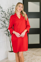 Portfolio Quarter Sleeve Dress in Red - Charming Charlie