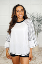 Preoccupied Striped Sleeve Top in Black - Charming Charlie