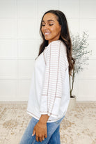 Preoccupied Striped Sleeve Top in Tan - Charming Charlie
