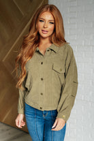 Primrose Corduroy Jacket in Olive - Charming Charlie
