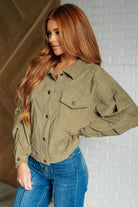 Primrose Corduroy Jacket in Olive - Charming Charlie