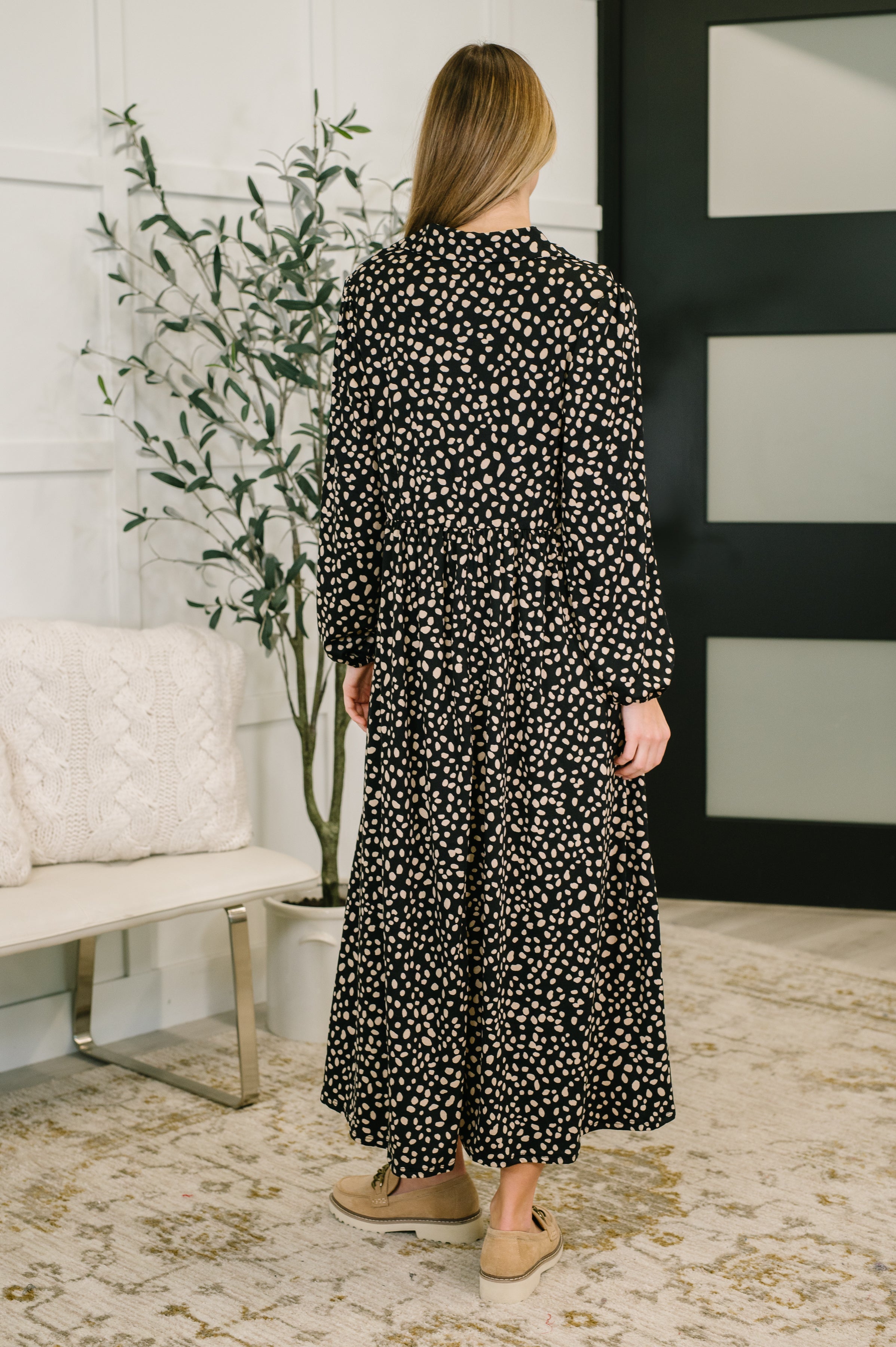 Promotional Proposal Collared Dress in Black and Khaki - Charming Charlie