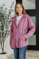 Puddle Jumper Full Front Zip Up Jacket in Mauve - Charming Charlie