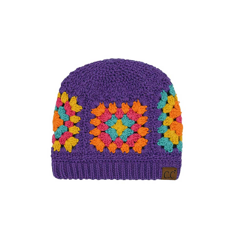 Purple C.C Multi Color Crochet Beanie, is the perfect accessory, featuring a unique multi-color design, lightweight construction, and an adjustable fit. The soft crochet accent adds a delightful touch of fun to any outfit. Awesome winter gift accessory for birthdays, Christmas, holidays, and anniversaries, to your friends.