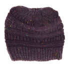 Purple Flecked Ombre CC Beanie Tail offers expert craftsmanship with its soft, flecked yarn that creates a subtle ombre effect. Designed to comfortably fit all head sizes, this beanie tail provides warmth while allowing the perfect ponytail or bun to peek through, combining practicality with style. Ideal for cooler days, it’s a functional accessory that seamlessly blends comfort with a modern, casual look. 