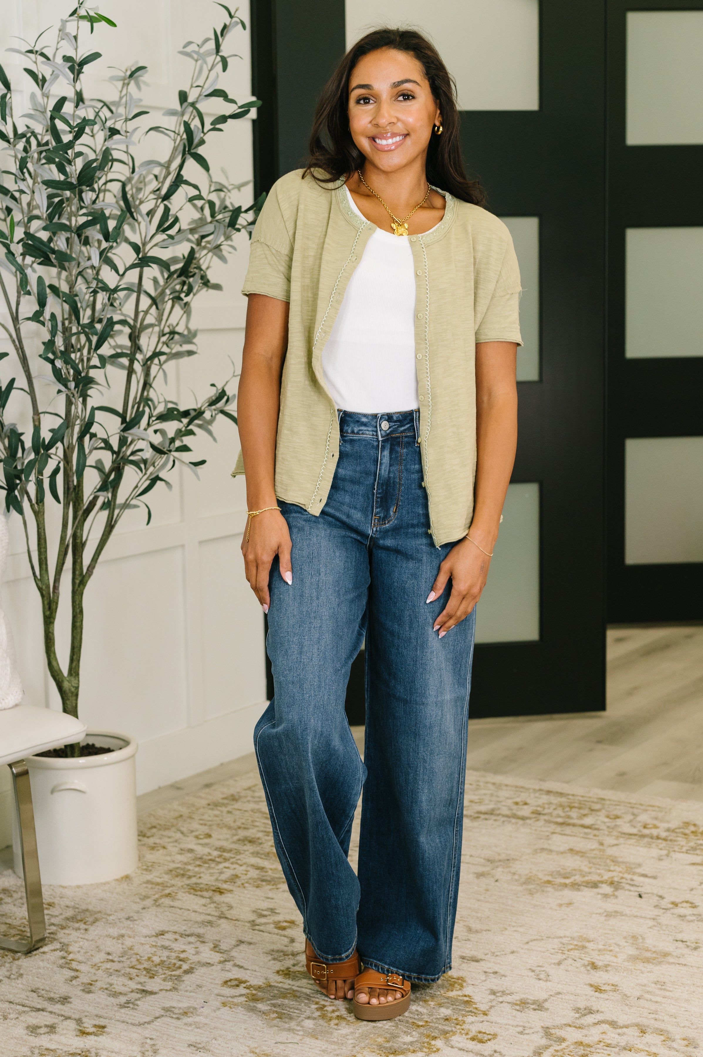 Pushing Through Button Down Top - Charming Charlie