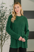 Quick Nap Textured Pullover in Hunter Green - Charming Charlie