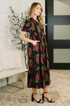 Quiet Life Notch Neck Tiered Dress in Black - Charming Charlie