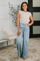 Quite Intimately Striped Muscle Tee in Brown - Charming Charlie