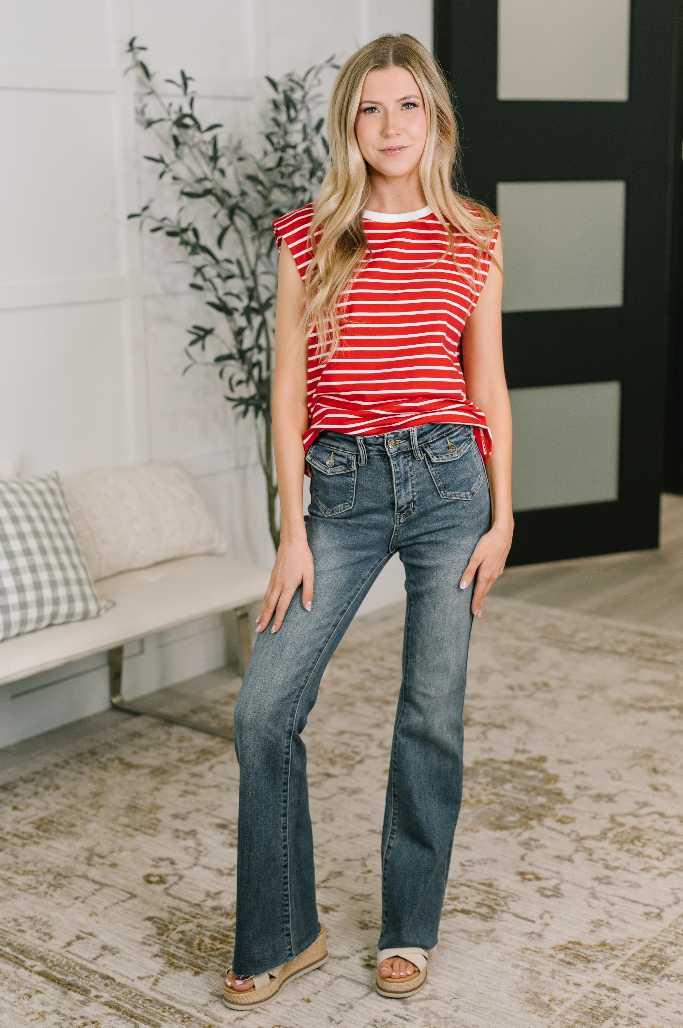 Quite Intimately Striped Muscle Tee in Red - Charming Charlie