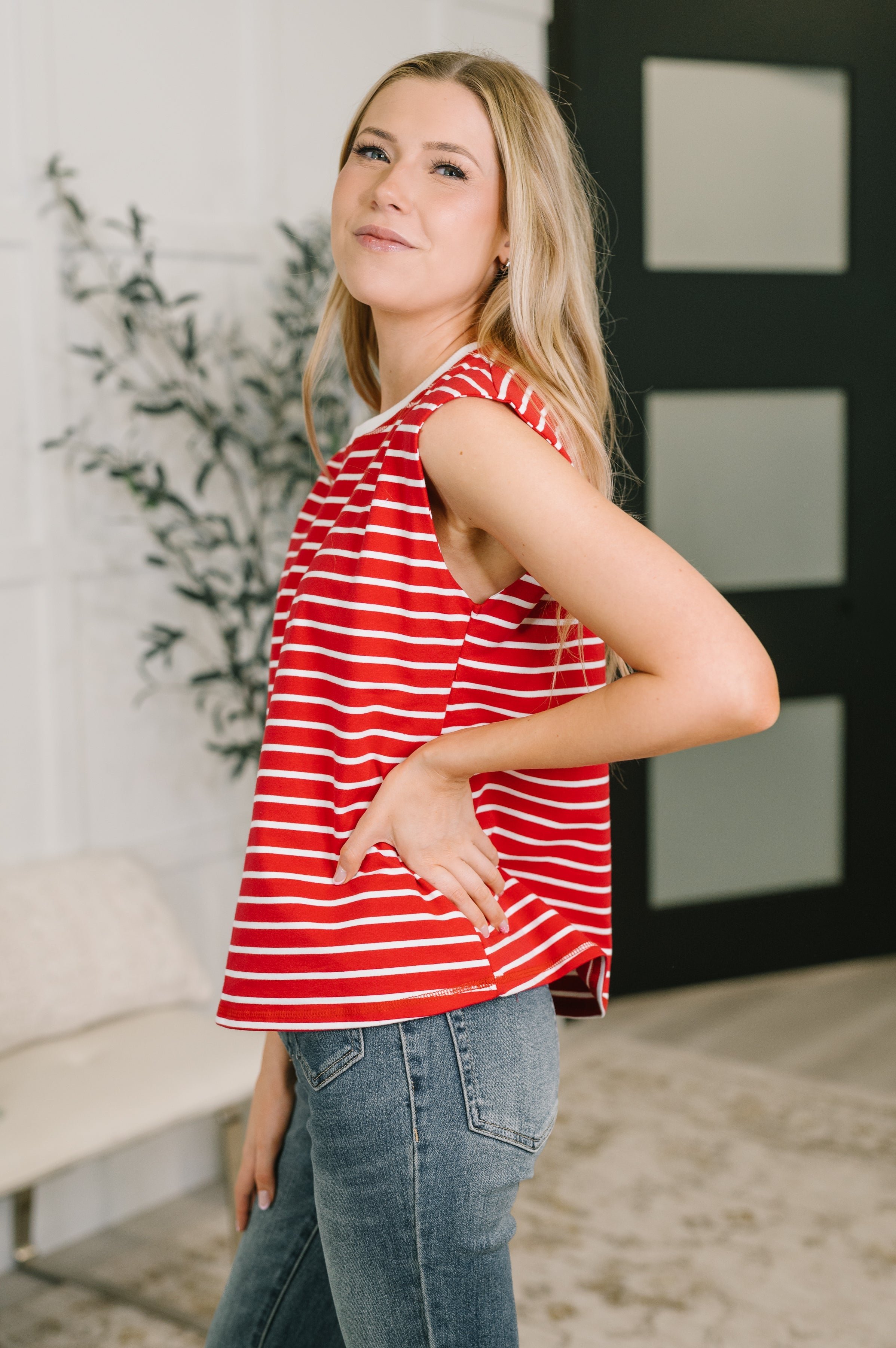 Quite Intimately Striped Muscle Tee in Red - Charming Charlie