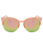 ABANDA | D68 - Round Mirrored Flat Lens Half Frame Sunglasses Circle - Cramilo Eyewear - Stylish Trendy Affordable Sunglasses Clear Glasses Eye Wear Fashion