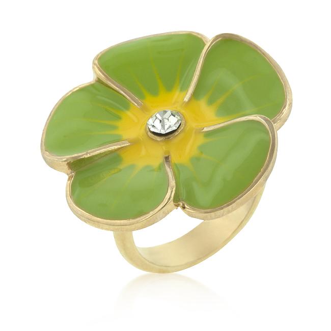 Light Green Enamel Large Floral Ring - Charming Charlie