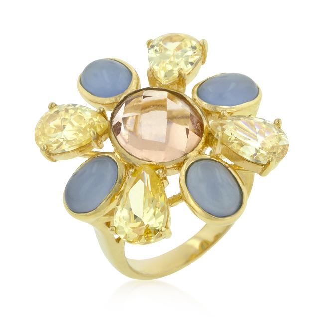 Multi-Cubic Zirconia Floral Golden Ring - Charming Charlie