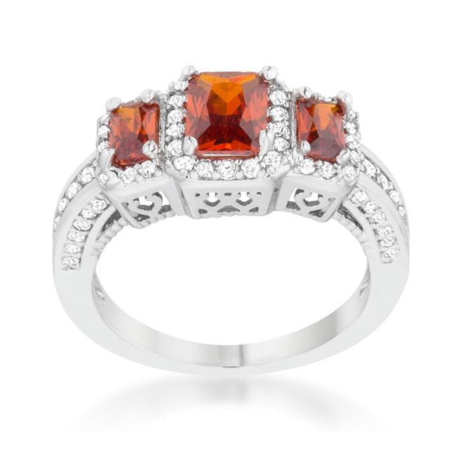 Rita 2.3ct Garnet CZ Rhodium Classic Trio Ring - Charming Charlie