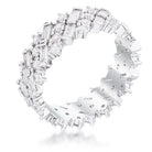 Rhodium Plated Clear CZ Alternating Baguette Round Eternity Band - Charming Charlie