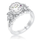 2.25Ct. Rhodium Plated Trio Laurel Leaf Engagement Set - Charming Charlie