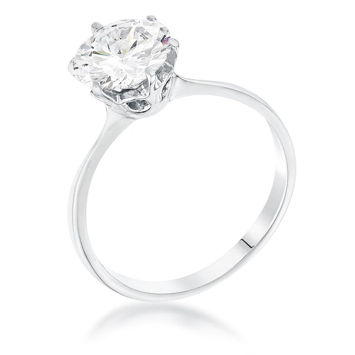 1 Carat Single Stone CZ Rhodium Classic Solitaire Ring - Charming Charlie