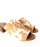 Richwood Peeptoe Tan and White Cowhide Slide - Charming Charlie