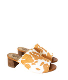 Richwood Peeptoe Tan and White Cowhide Slide - Charming Charlie