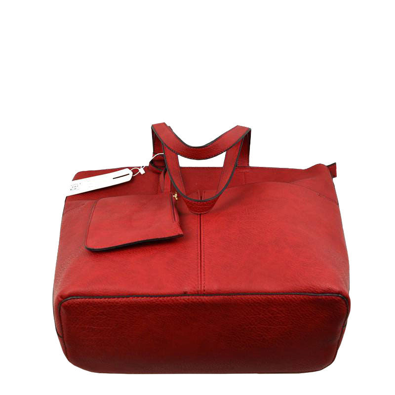 Red 3 In 1 Large Soft  Leather Women's Tote Handbags, There's spacious and soft leather tote offers triple the styling options. Featuring a spacious profile and a removable pouch makes it an amazing everyday go-to bag. Spacious enough for carrying any and all of your outgoing essentials. The straps helps carrying this shoulder bag comfortably. Perfect as a beach bag to carry foods, drinks, big beach blanket, towels, swimsuit, toys, flip flops, sun screen and more.