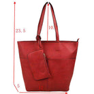 Red 3 In 1 Large Soft  Leather Women's Tote Handbags, There's spacious and soft leather tote offers triple the styling options. Featuring a spacious profile and a removable pouch makes it an amazing everyday go-to bag. Spacious enough for carrying any and all of your outgoing essentials. The straps helps carrying this shoulder bag comfortably. Perfect as a beach bag to carry foods, drinks, big beach blanket, towels, swimsuit, toys, flip flops, sun screen and more.