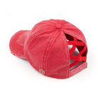 Red C.C BASEBALL PONYCAP is the perfect accessory for any sports enthusiast. Made with high-quality materials, this cap offers both style and functionality. With its comfortable fit and sleek design, it will keep you looking and feeling cool while you support your favorite team. Upgrade your game day look with the C.C BASEBALL PONYCAP.