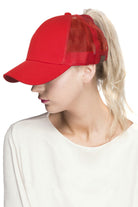 Red C.C BASEBALL PONYCAP is a stylish and versatile accessory for any outfit. With its durable material and adjustable fit, it offers long-lasting comfort and protection from the sun. Plus, its classic baseball cap design adds a touch of sporty sophistication. Perfect for any casual or active occasion.