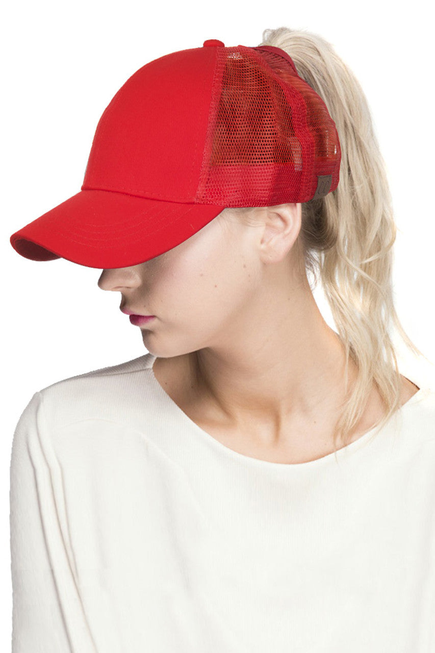 Red C.C BASEBALL PONYCAP is a stylish and versatile accessory for any outfit. With its durable material and adjustable fit, it offers long-lasting comfort and protection from the sun. Plus, its classic baseball cap design adds a touch of sporty sophistication. Perfect for any casual or active occasion.