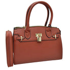 Red Elegant 2 In 1 Women's Medium Top Handle Satchel Totes Handbag with Wallet, 2 in 1 satchel handbag with matching wallet, is perfect to accompany you to work or go shopping. With this top handle, you can wear the bag elegantly on the shoulder. The large main compartment gives a lot of storage space, so you can place all purchases but also valuables and documents in it. The fashionable pattern of the shoulder bag also go well with chic business looks as well as casual everyday styling.