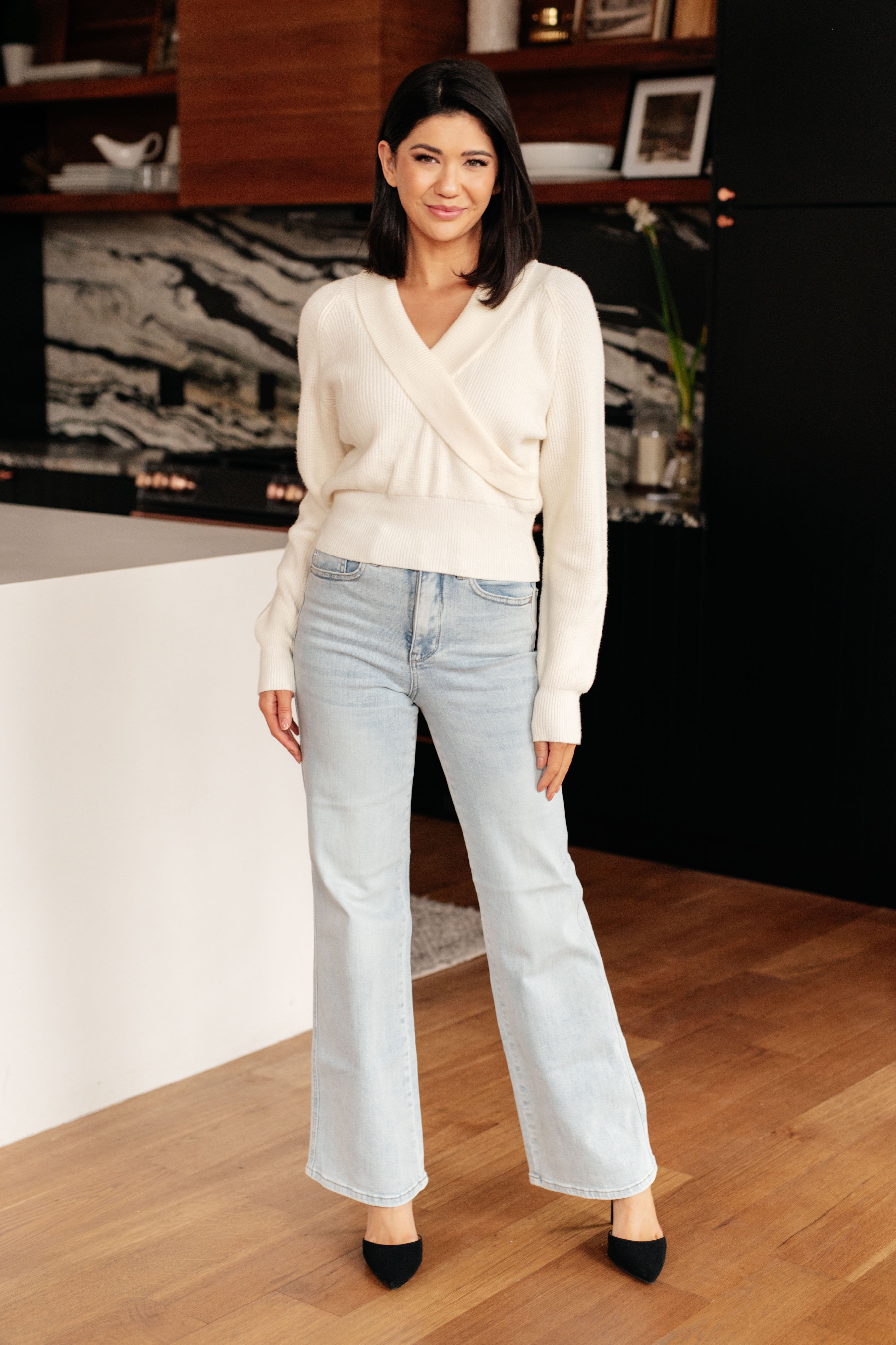 Requisite Request Surplice Crop Sweater - Charming Charlie