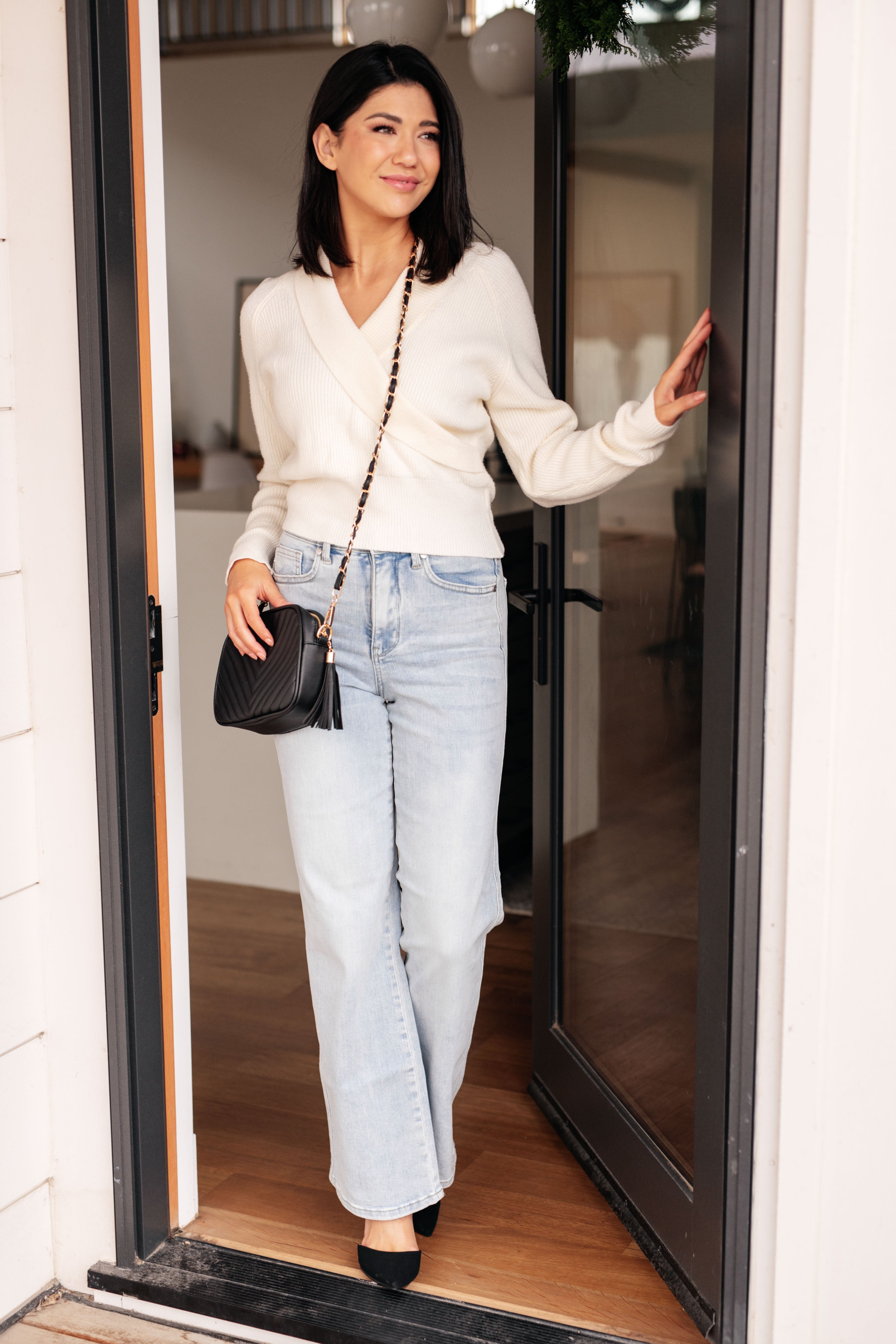 Requisite Request Surplice Crop Sweater - Charming Charlie
