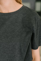 Rest Assured Basic Relaxed Tee in Charcoal - Charming Charlie