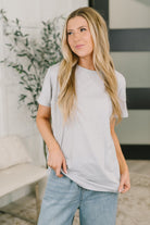 Rest Assured Basic Relaxed Tee in Heather Grey - Charming Charlie