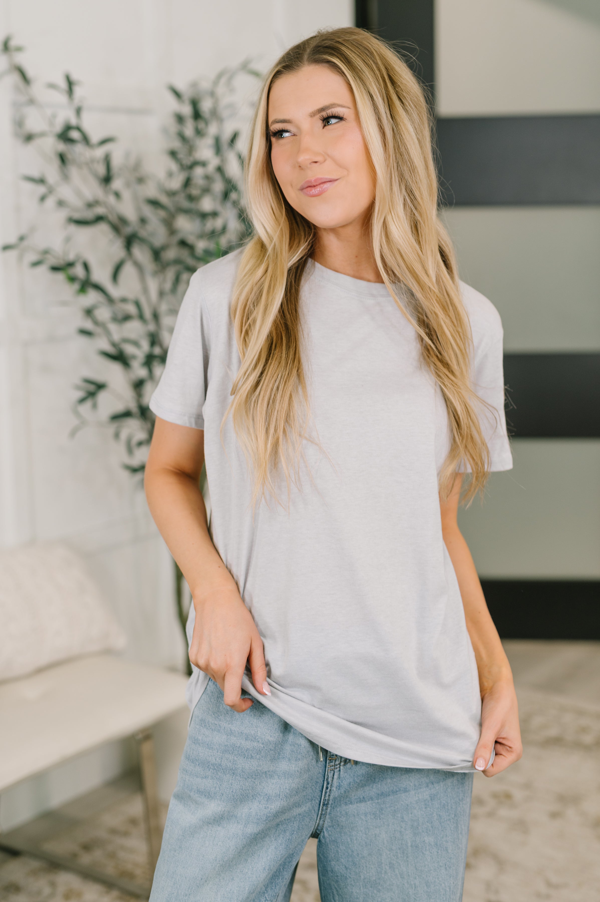Rest Assured Basic Relaxed Tee in Heather Grey - Charming Charlie