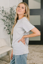 Rest Assured Basic Relaxed Tee in Heather Grey - Charming Charlie