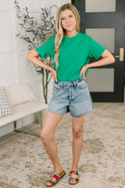 Rest Assured Basic Relaxed Tee in Kelly Green - Charming Charlie