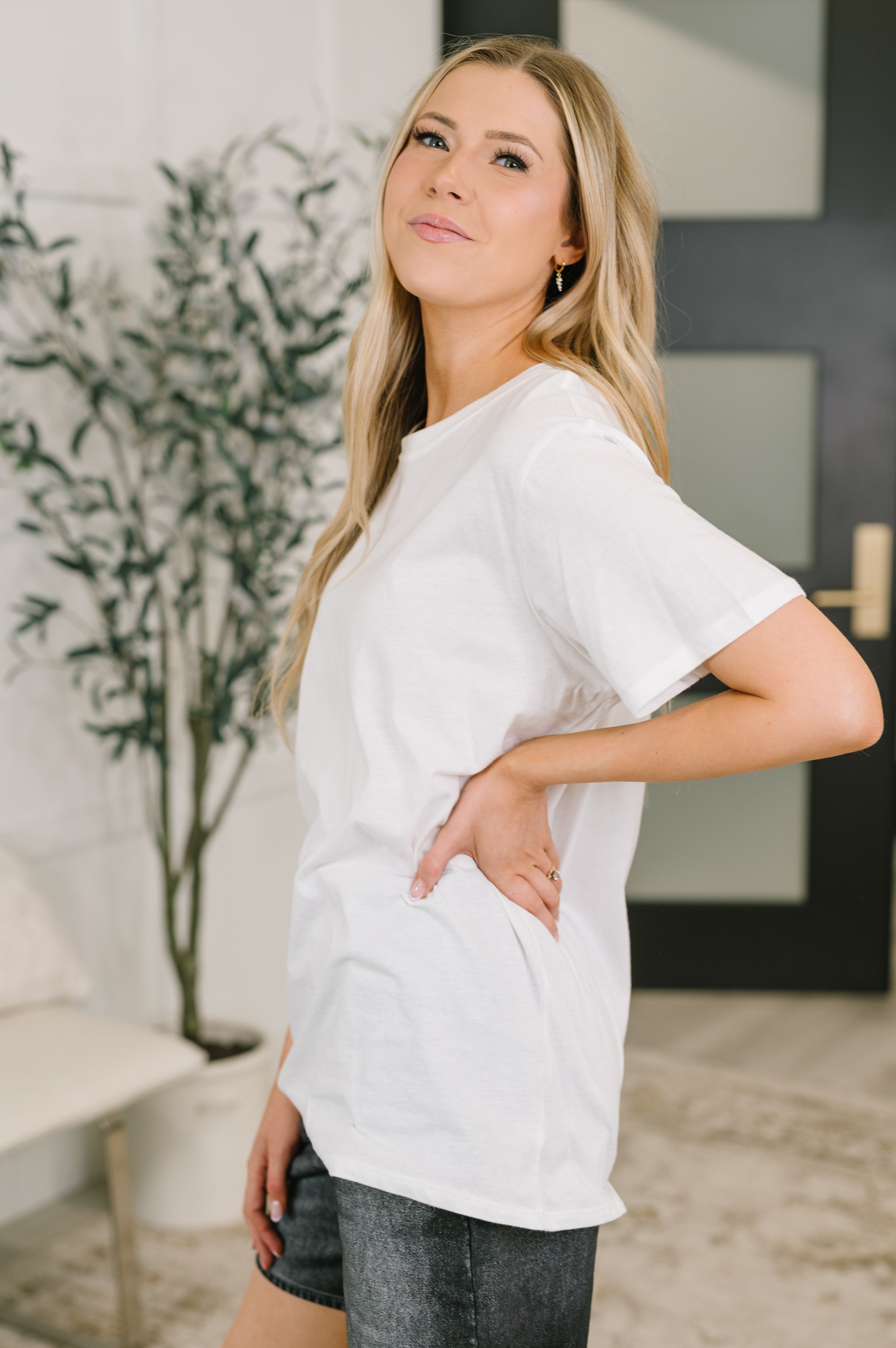 Rest Assured Basic Relaxed Tee in White - Charming Charlie