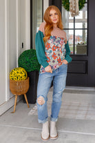 Retro and Ribbed Floral Color Block Top - Charming Charlie